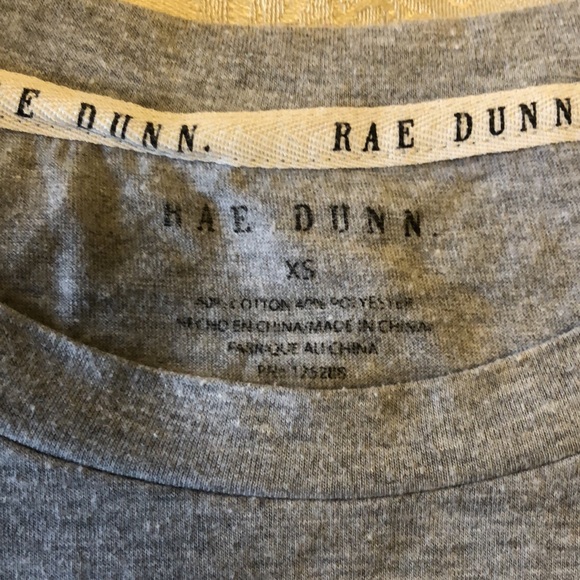 RAE DUNN ‘HAPPY’ T-SHIRT GREY MIX/WHITE LADIES XS SOFT COTTON/POLY BLEND - #335 - Picture 4 of 7